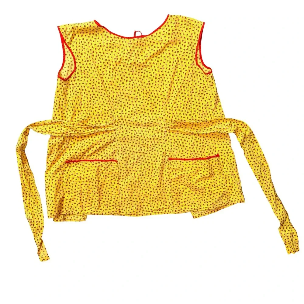 1940s Wrap Apron Vintage Hooverette Yellow & Red Floral WWII Era Retro Farmhouse